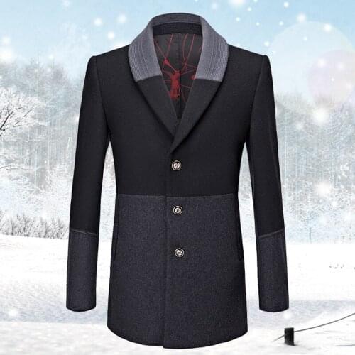 New arrival fashion high quality Autumn Woolen Coat Suit Middle Single Breasted Thick Overcoat casual mens size M L XL XXL XXXL