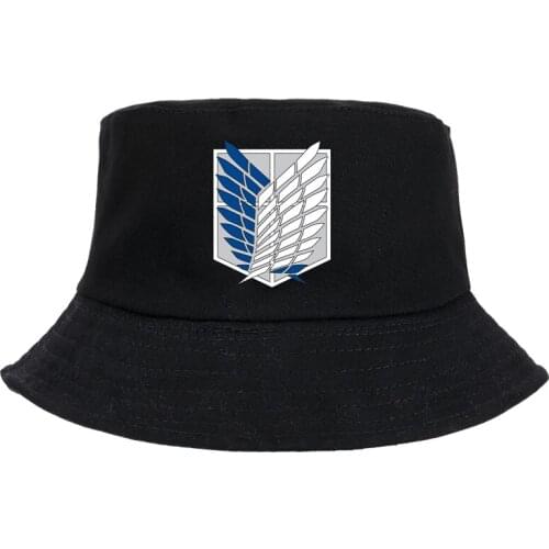 Attack On Titan Anime Bob Bucket Hat Summer Harajuku Panama Unisex Fisherman Hats Korean Black Caps Funny Beach Cap