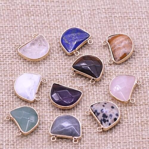 Fashion Natural Gem Stone Pendant Faceted Amethysts 2 Hole Connector for Jewelry Making DIY Charm Necklace Accessories 17x18mm