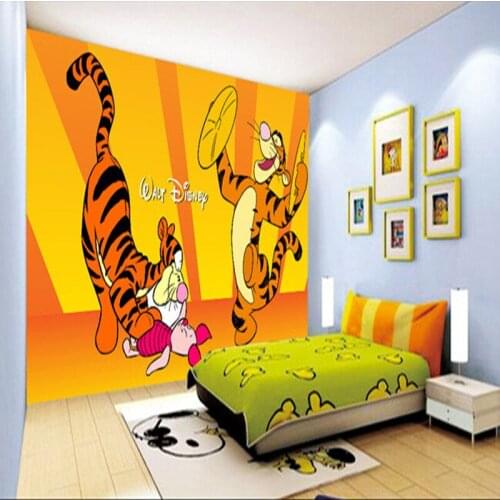 Custom papel DE parede infantil, cartoon tiger murals for children room bedroom setting wall waterproof wallpaper