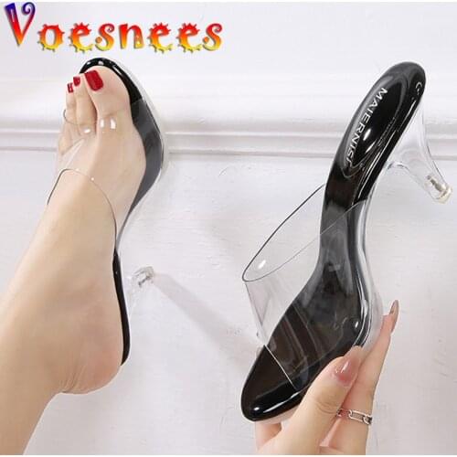 Girl Crystal Slippers Outdoor Transparent Bottom Summer Sandal Beach Salk Korean Ladies High Heels Sexy Party Dress Women Shoes