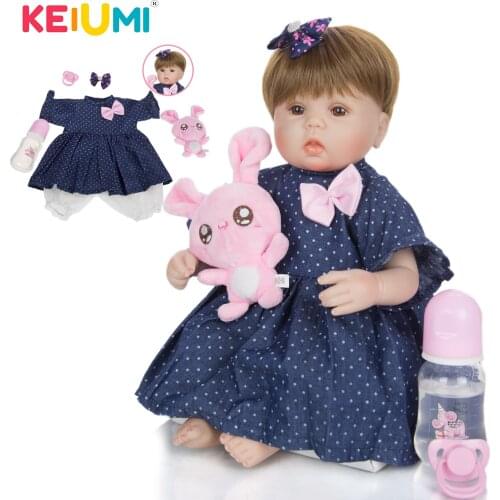 KEIUMI 17 Inch Customize Silicone Reborn Baby Doll Kids Gift Playmates For Girl Toy Realistic Princess Reborn Bebe Toys