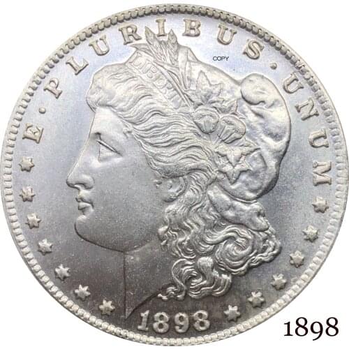 United States Of America 1898 Morgan One Dollar US Coin Liberty Cupronickel Silver Plated In God We Trust Copy Coin