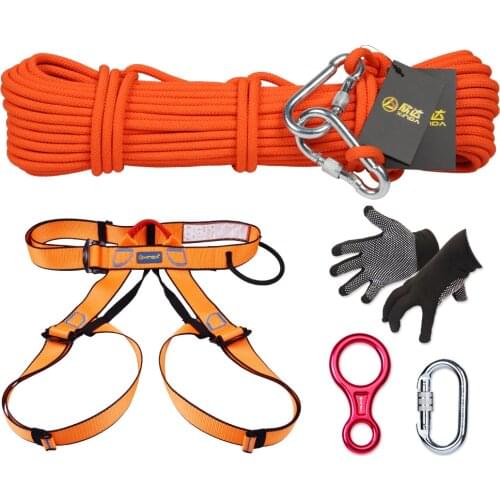 1Set High Quality 7Items Escape Equipment Self-Rescue Speed Drop Package 10M/15M/20M length For Outdoors Fire Escape Climbing