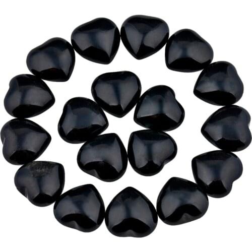 TUMBEELLUWA 1Lot (10Pc) Black Obsidian Heart Palm Stone Worry Stone Healing Reiki Balancing 0.5 inches