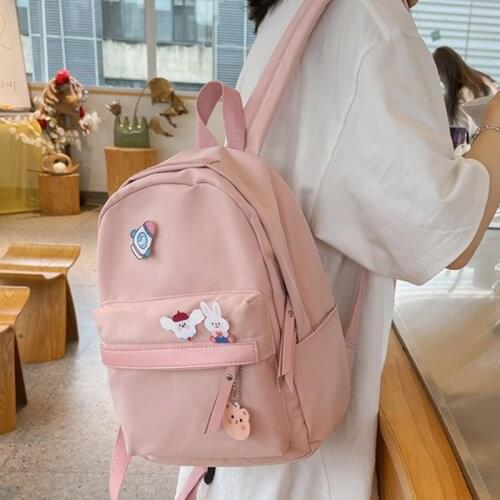 DIEHE Waterproof Nylon Women Backpack Solid Color Female Small Backpack for College Girls Schoolbag Fashion Rucksack Back Pack