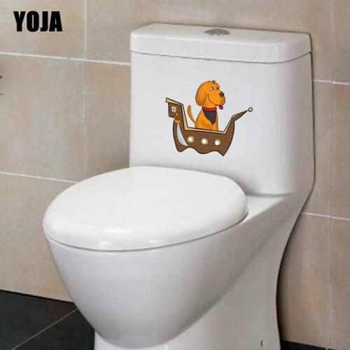 YOJA 24.3*20.8CM Dogs On Board Cartoon Toilet Decal BedRoom Home Decor Wall Sticker T3-0602