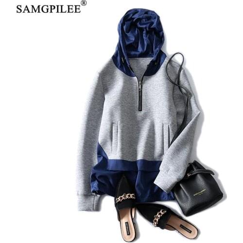 Sweatshirts Women 2020 Casual Oversized Jacket Cotton Full Sleeve Patchwork Pullovers Hooded Collar Winter Hoodies For Women 4XL