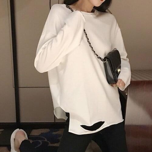 Women Spring Fashion Tops and Tees for Women T-shirts Hole Tops Full Sleeve