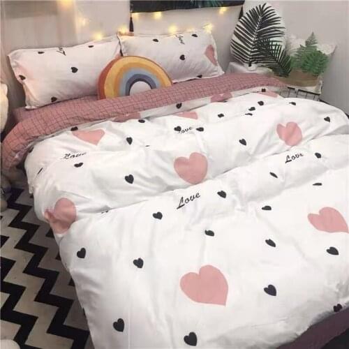 Orange Bedding Set Printed Cute Bed Linen Sheet Plaid Duvet Cover 240x220 Single Double Queen King Quilt Covers Sets Bedclothes