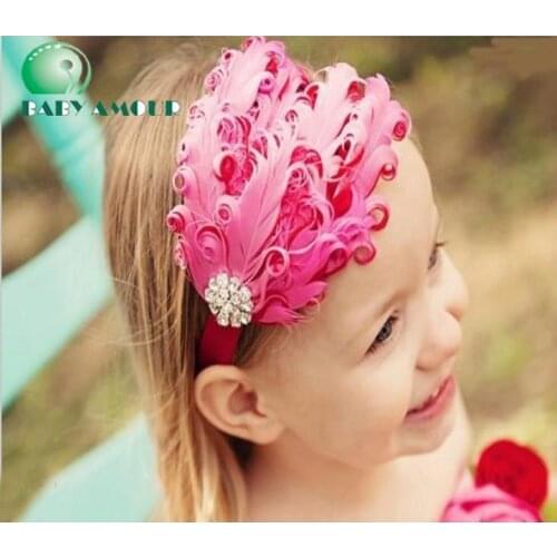 2019 10pcs/lot cute BABY HEADBANDS feather hairtie hairbands headwear head band