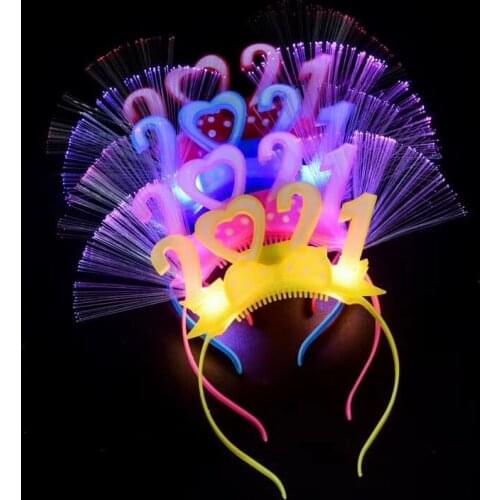 2021 Flashing Fiber hairband Christmas party birthday New Year Gift Props Glow hairband Annual Meeting Stage Bar Card Issuing