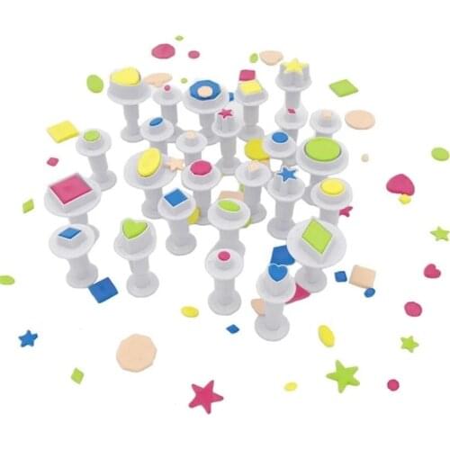 3/4pcs Geometry Heart Star Fondant Cake Cookie Cutter Ejector Stamp Plunger Mold DIY Kitchen Baking Cake Decorating Tools