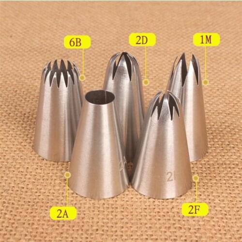 5pcs1M#2A#2D#2F#6B Russian Icing Piping Pastry Nozzles For Cakes Fondant Decor Confectionery Flower Cream Nozzle Kitchen Gadgets