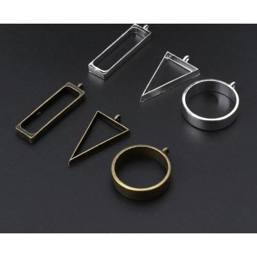 5Pcs Hollow Frame Open Back Bezel Pendant UV Resin Pressed Flower Jewelry Making