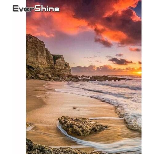 Evershine Diamond Embroidery Seaside Diamond Mosaic Scenery Full Square Drill Cross Stitch Diamond Painting Beads Kit Rhinestone