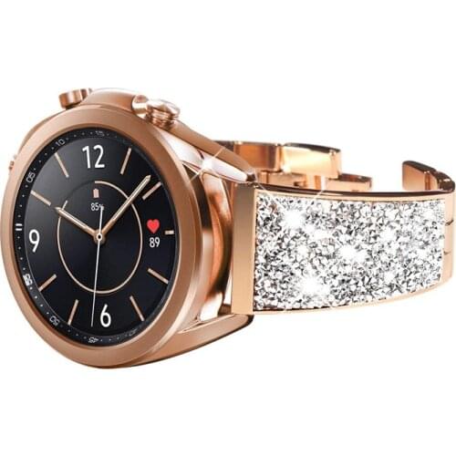 22mm 20mm Bracelet For Samsung Galaxy Watch 3 45mm 41mm Active 2 Bling Stainless Steel Strap For Huawei Watch GT 2 Pro 2e 46mm