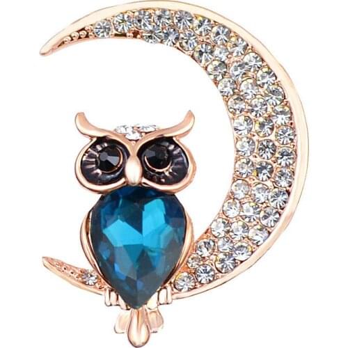 Trend New Product Cute Owl Crystal Brooch Cartoon Small Animal Diamond Corsage Jewelry Clothing accessories collar pin badge