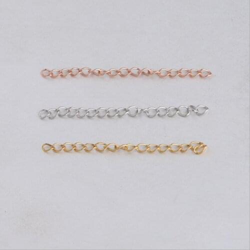 20pcs/lot Stainless Steel 3 Colors 5cm Extended Extension Chains Extender DIY Jewelry Making Necklace Chains Accessories