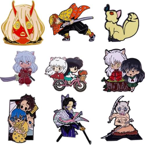 Demon Slayer Hard Enamel Pins Anime Girl Brooches Women Men Lapel Badges Backpack Collar Fashion Jewelry Gifts For Kids Friend