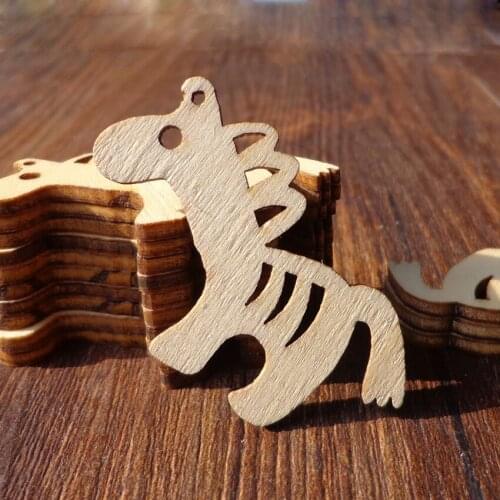 50pcs Wood Gift Tags, 5.2x3.3cm Horse Zebra Shape Wooden Wedding Favor Party Hang Tags, Hemp String Included