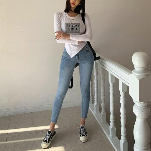 Jeans High Waist Denim Pants E girl Hole Back Tight Jeans Bodycon Sexy Summer Joggers Pants Vintage Destroyed Trousers Women