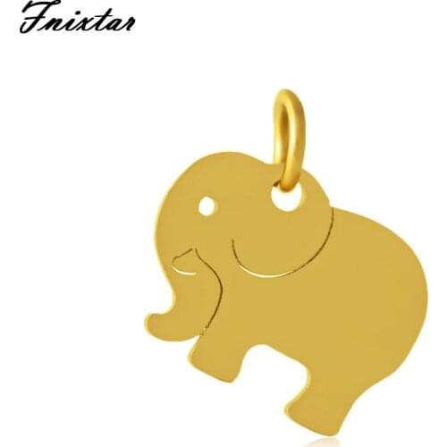 Fnixtar Gold Color Stainless Steel Animal Elephant Charms For Women Bracelet Jewelry Accessories Making DIY Mini Charm 10pcs/lot