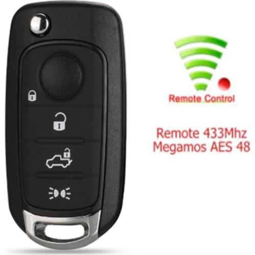 HKCYSEA 4 Button 433MHz Car Key Remote for Fiat Megamos AES 48 MQB48 Chip