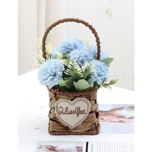 Simulation Carnation Hand-woven Flower Basket Flower Wedding Proposal Party Scene Layout Potted Mothers Day Fathers Day Gift