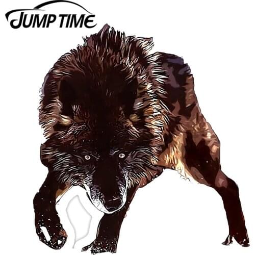 JumpTime 13 x 6.6cm Wolf Funny Animal Car Stickers Vinyl JDM Sunscreen Waterproof Bumper Occlusion Scratch Decal
