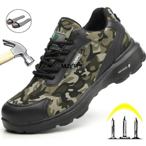 Camouflage Indestructible Shoes Anti-Puncture Safety Shoes Male Steel Toe Shoes Work Sneakers Combat Boots Safety Military Boots