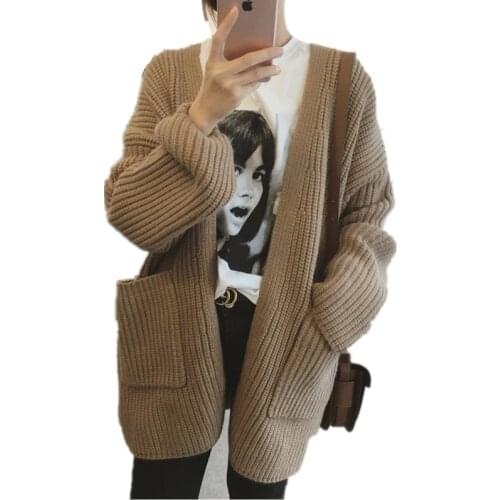 Winter Spring Knit Cardigan Women 2019 Fashion Bat Sleeve Long Coat Long-Sleeved Cardigan Sweater Womens Spring Coat Lazy Wind