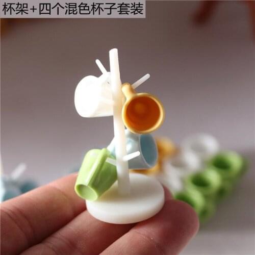 Dollhouse MIniature Candy Color Mini Japanese Water Cup and Cup holder for Blyth OB11 Doll House Living Furniture Accessories