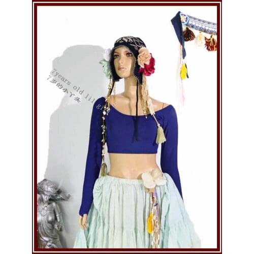 Lycra cotton Belly dance long sleeve top Tribal top belly dance costume AS60-61