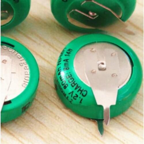 New 1.2V 80mAh button nickel-metal hydride rechargeable battery button 80mAh 1.2V with soldering foot timer 1pcs-10pcs