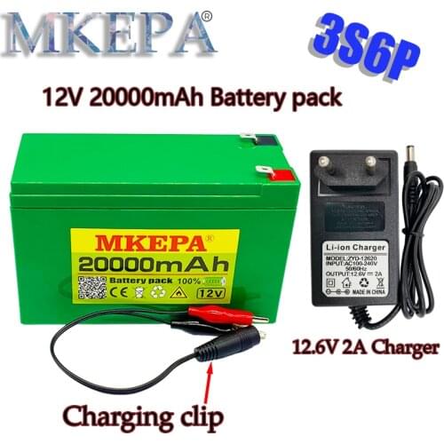 New pattern12V 20Ah 3S6P 18650 lithium battery pack + 12.6V 2A charger, built-in 20Ah high current BMS, used for sprayer