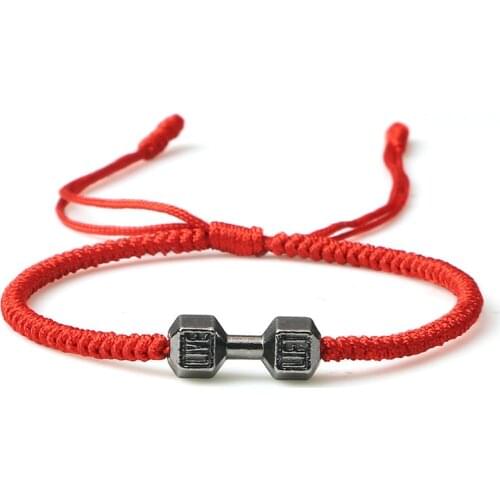 Charm Tibetan Buddhist Woven Dumbbells Bracelets & Bangles For Women Men Lucky Handmade Knots Rope Bracelet Barbell Bead Jewelry