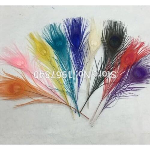 Wholesale high quality 10/100pcs rare natural peacock feather 25-30 cm / 10-12 inch variety of colors DIY decoration