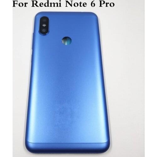 Original For Xiaomi Redmi Note 6 Pro Metal Battery Door Back Cover Housing With Side Buttons + Camera Lens