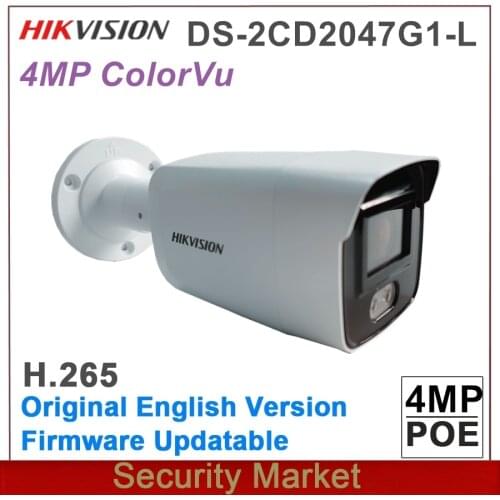 Original English Hikvision DS-2CD2047G1-L full color 4MP ColorVu Fixed Bullet Network IPC IP67 CCTV POE Camera