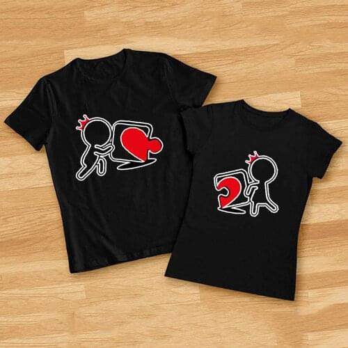 Couple T Shirts for Boyfriend and Girlfriend Love Short Sleeve Sweet Tee Shirt Femme 2021 Valentines Day Tops Women Clothes