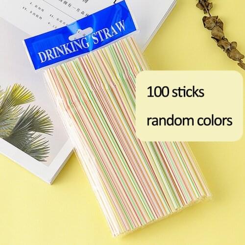 100PCS Striped Multi-Colored Flexible Bendy Disposable Drinking Straws Kid Friendly Random Color New