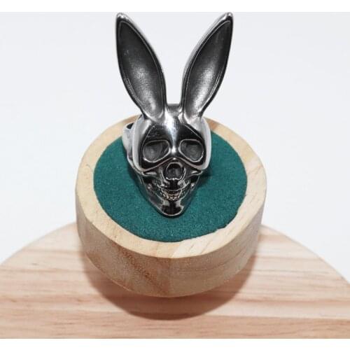 European and American Popular Vintage Punk Rabbit Mask Metal Skull Rings Gothic Style Mens Rock Party Jewelry