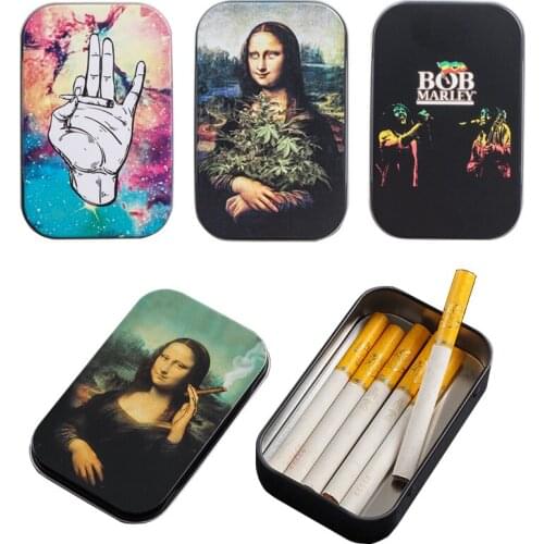 Portable Tobacco Storage Box humidor Rolling Paper Box Cigarette Case Box Jewelry Candy Coin Key Organizer Tin Flip Gifts Sealed
