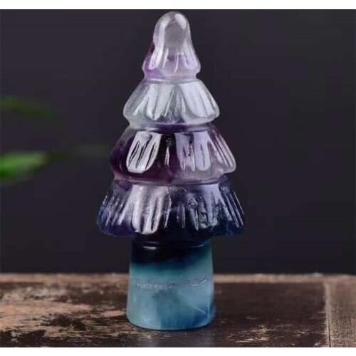 Natural stone quartz crystals carved Christmas tree minerales gemstones reiki healing home decor