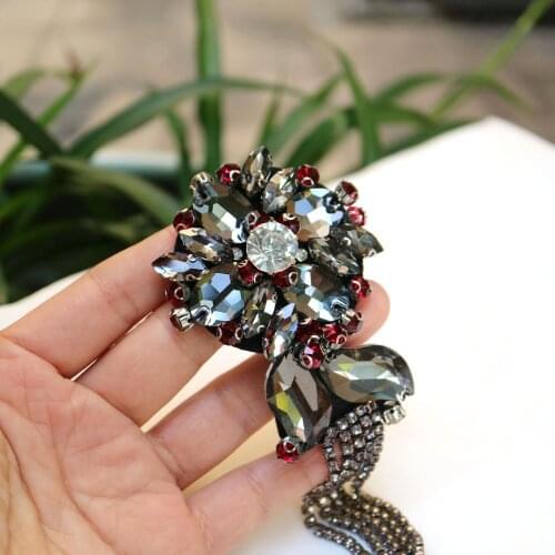 Luxury Handmade tassel rhinestone beaded patches for clothing DIY sew on flowers embroidery applique decorative sequin Parches