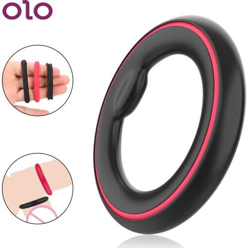 OLO Sex Toys for Men Male Enlargement Penis Ring Delay Ejaculation Extender Cock Ring Male Chastity Cage Device 3 in 1 Silicone