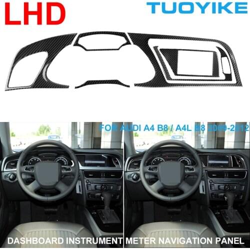 LHD RHD Car Styling Real Carbon Fiber Dashboard Console Central Instrument Panel Sticker Trim Cover For Audi A4 A4L B8 2009-2012