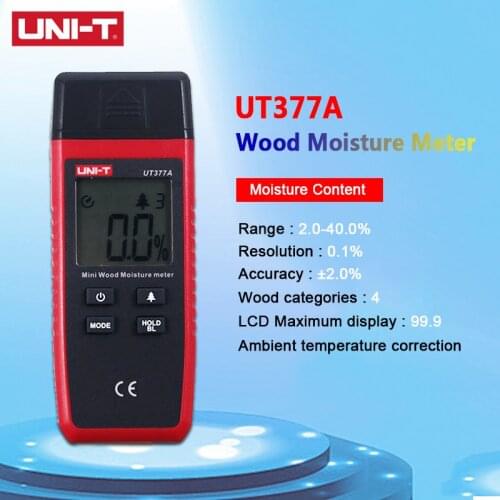 UNI-T UNIT UT377A Digital Wood Moisture Meter Hygrometer Humidity Tester for Paper Plywood Wooden Materials LCD Backlight UNI T