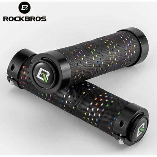 ROCKBROS Cycling Bike Handlebar Cover Grips PP Wrapped Anti-slip Comfortable Aluminum Alloy Bilaterial Ring Lock Bike Accessory